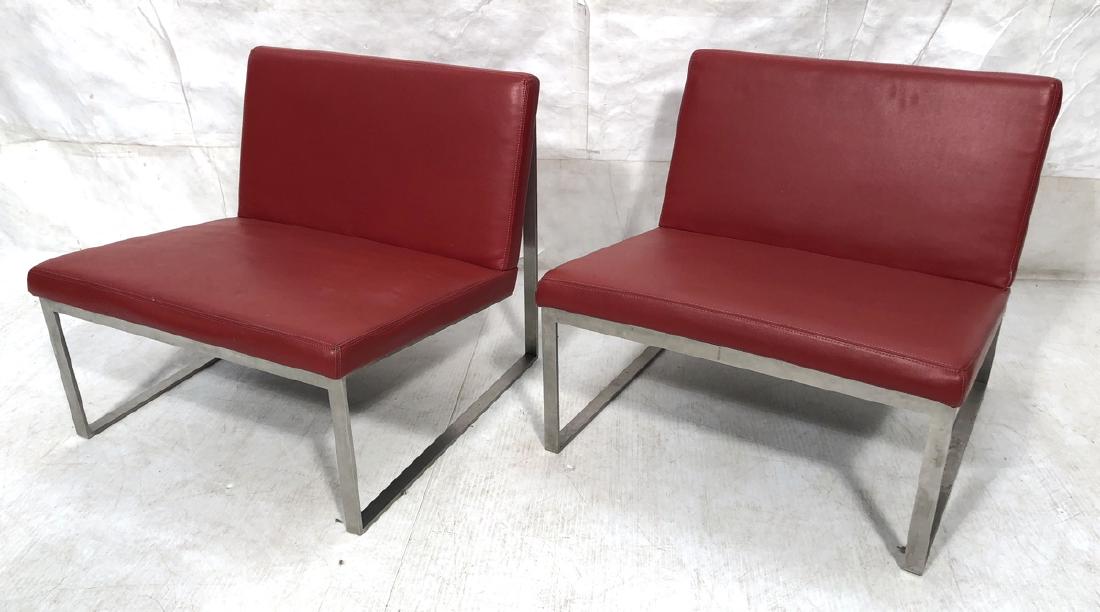 Pr Red Vinyl BERNHARDT Modern Lounge Chairs. Flat (1 of 10)