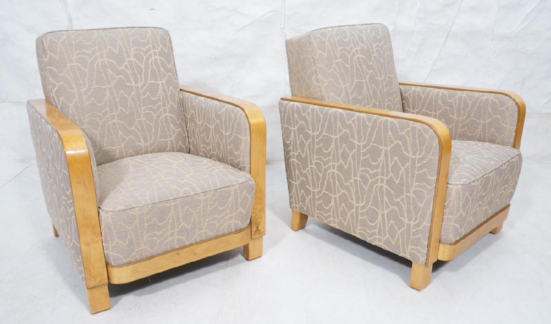 Pair Art Deco Club Lounge Chairs.  Molded Wood Fr (1 of 8)