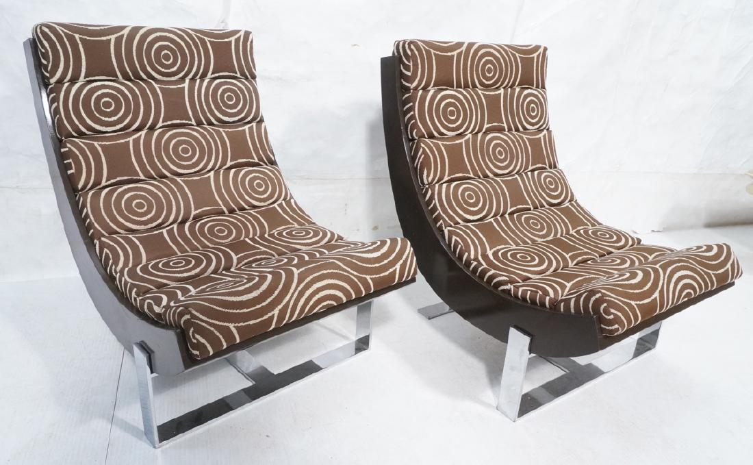 Pair Italian Style Scoop Lounge Chairs.  Wood Fra (1 of 10)