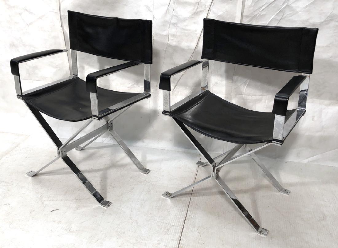 Pr ALBRIZZI Style Chrome Frame Directors Chairs. (1 of 9)
