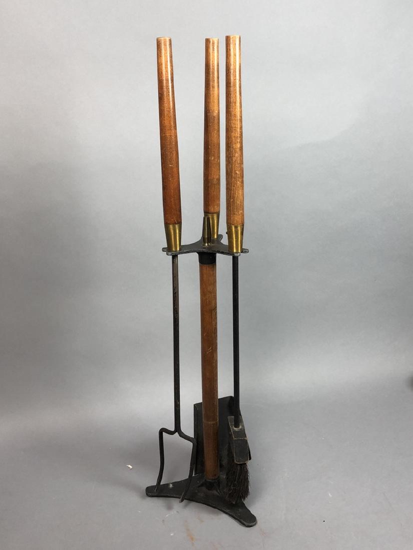 Modernist Fireplace Tool Set. Long wood handles w (1 of 7)