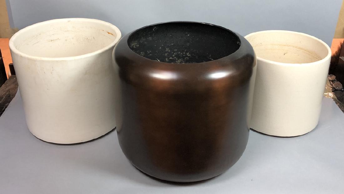 3pc Modernist Large Ceramic & Metal planters. Two (1 of 10)