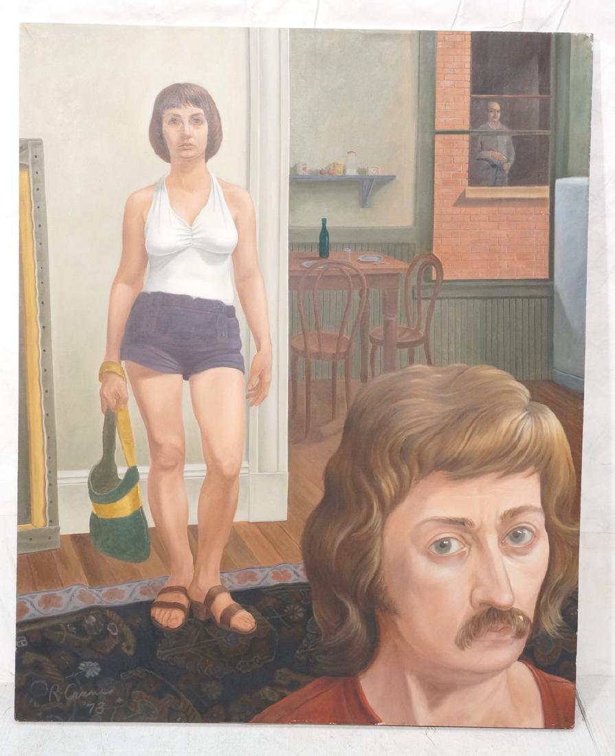 Large Robert Crane  73 Oil Painting on Canvas.  F (1 of 10)