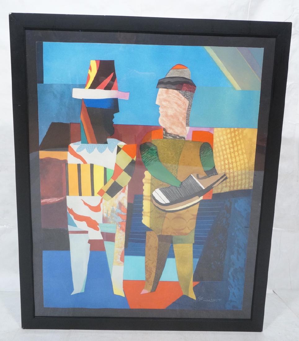 MAX PAPART Lg Litho Aquatint Print. Modernist Cub: MAX PAPART Lg Litho Aquatint Print. Modernist Cubist Musicians in colorful garb. Signed; IV XXV.-- Dimensions: Image Size: H: 53 inches: W: 40.5 inches ---