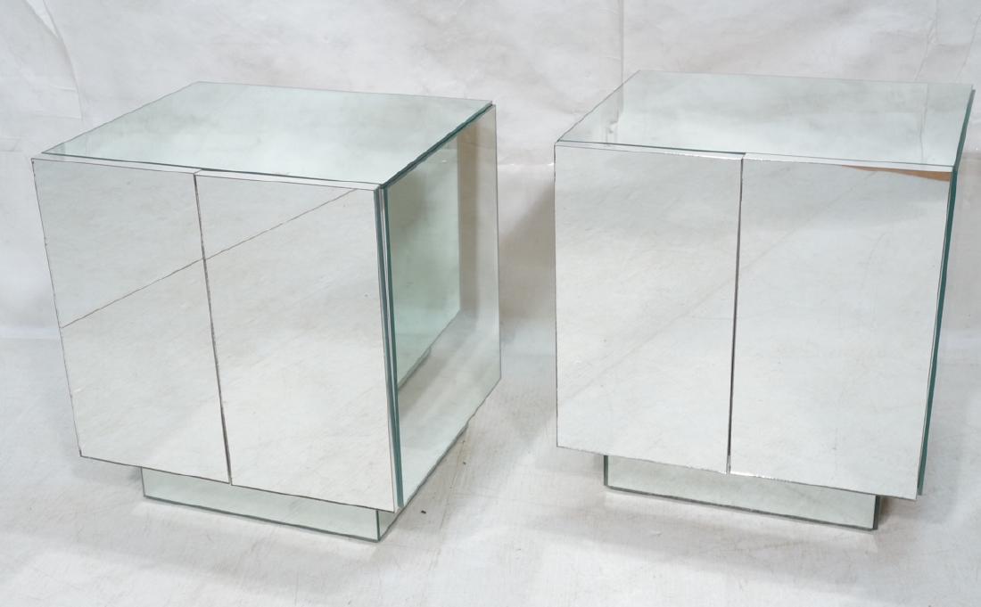 Pair ELLO Attributed Mirrored End Table Night Sta (1 of 9)