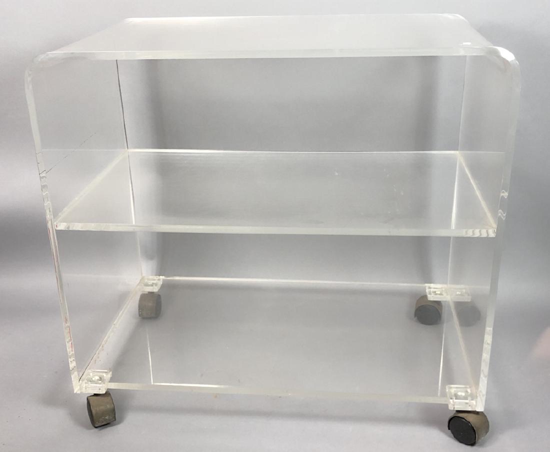 Modernist Lucite Rolling Cart. Clear lucite on ca (1 of 7)