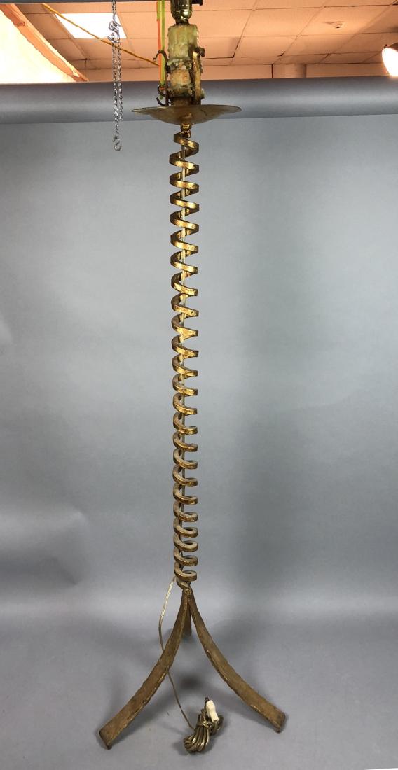 Modern Gilt Iron Spiral Floor Lamp Tripod Base Ca (1 of 8)