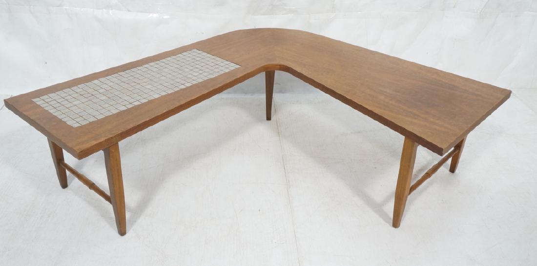 LANE Walnut L Form Tile Top Coffee Cocktail Table (1 of 10)