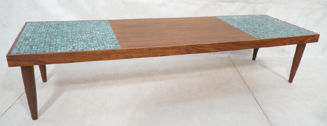 American Modern Walnut Turquoise Tile Coffee Tabl (1 of 9)