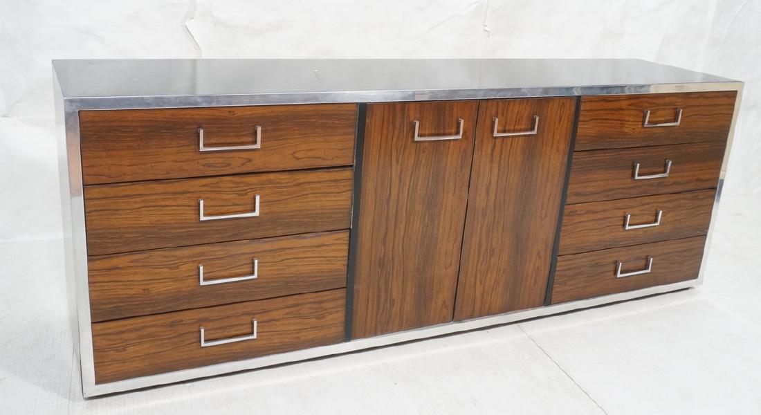 Modern Rosewood Chrome Credenza Sideboard. Black (1 of 9)