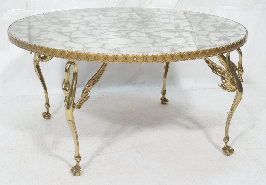 Brass Swan Leg Round Cocktail Coffee Table. Oil s (1 of 8)