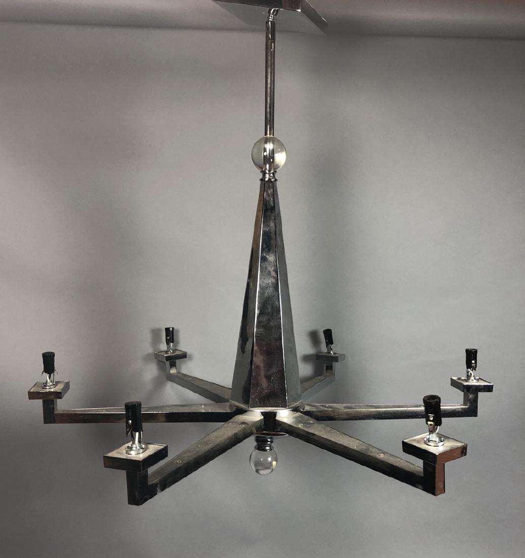 Modernist Architectural 6 Arm Chrome Chandelier. (1 of 5)