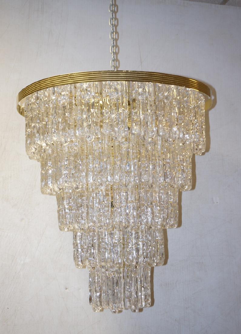 Italian Modernist 5 Tier Glass Prism Chandelier. (1 of 6)