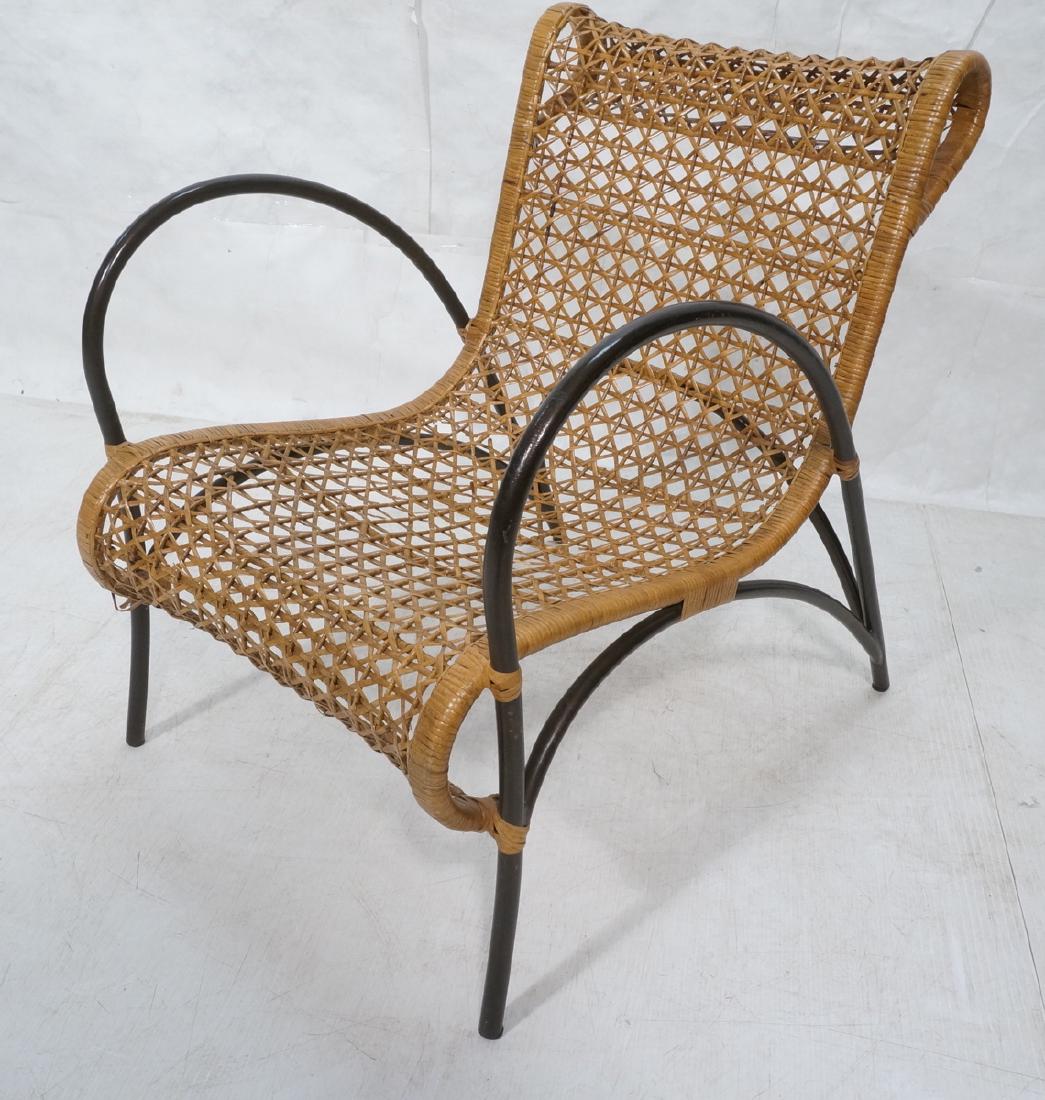 Modern Metal Woven Rattan Lounge Chair. Round met (1 of 9)