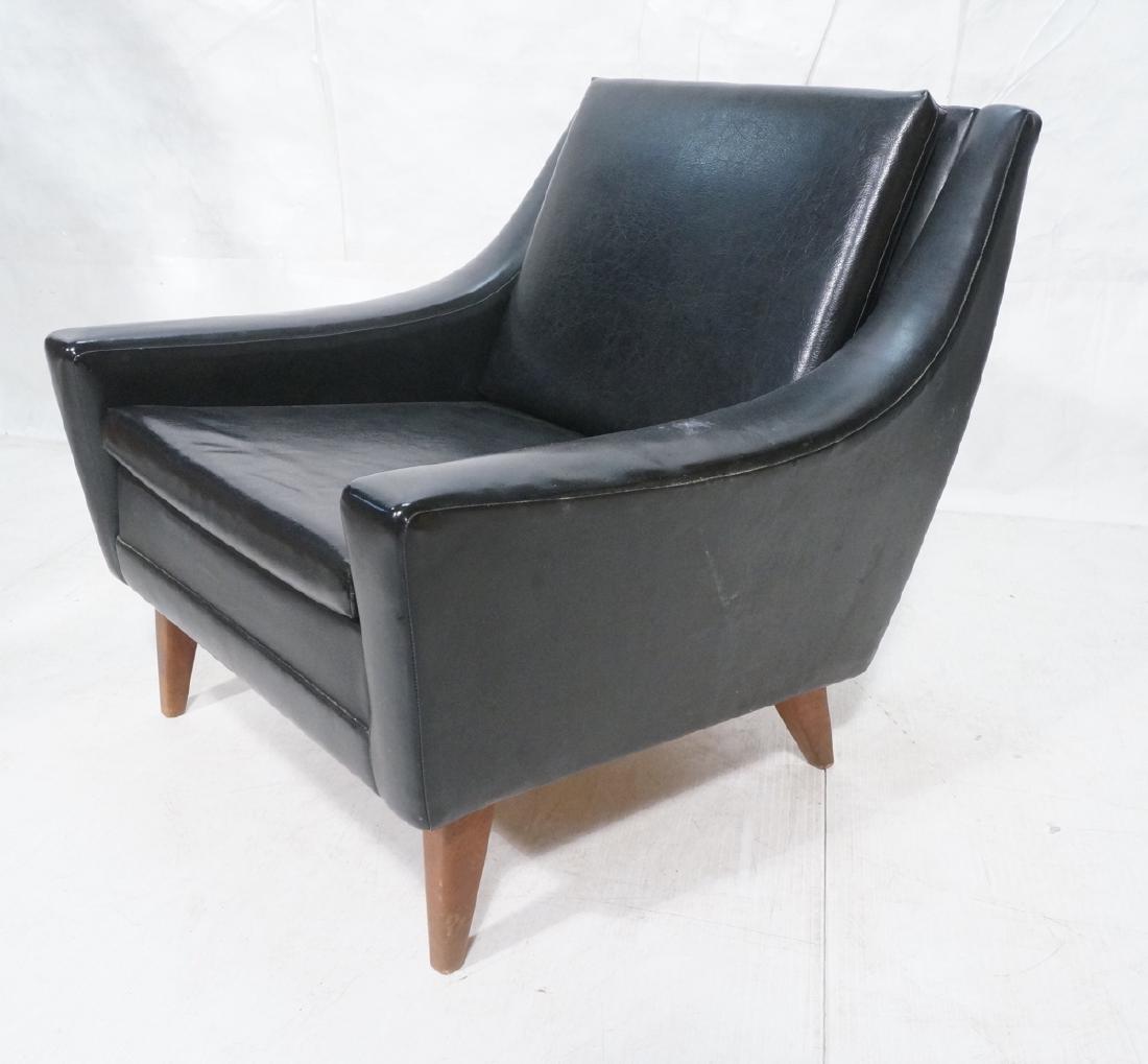 Black Vinyl Modern Lounge Chair. Sloped wide arms (1 of 9)