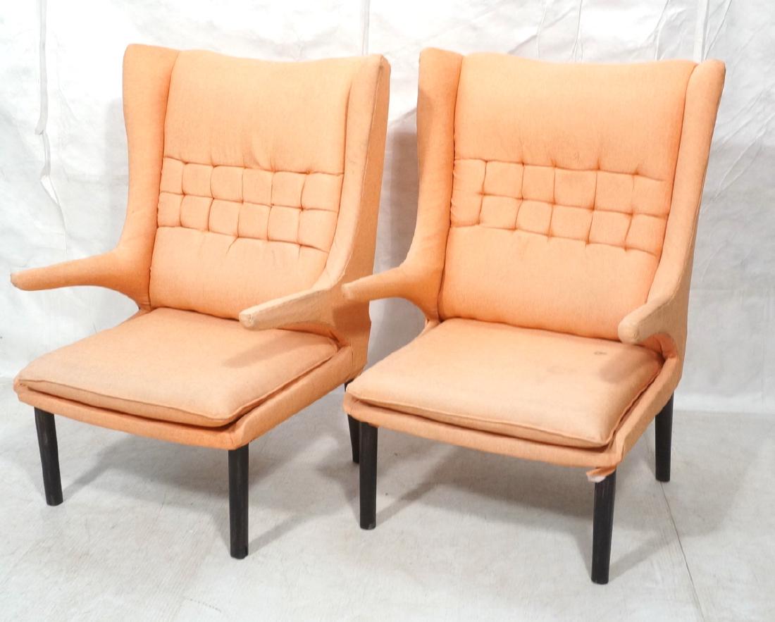 Pr Tall Flare Back Orange Modernist Lounge Chairs (1 of 10)