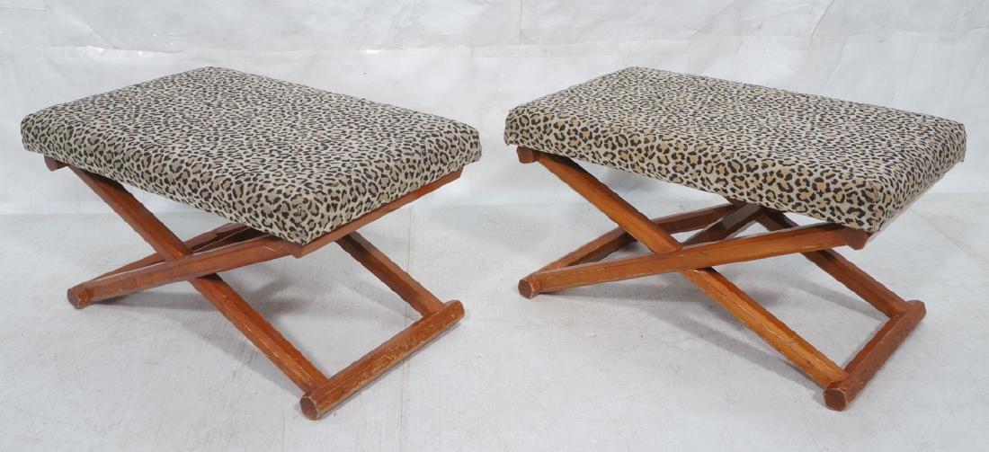 Pr Leopard Print Fabric Decorator Stools Benches. (1 of 8)