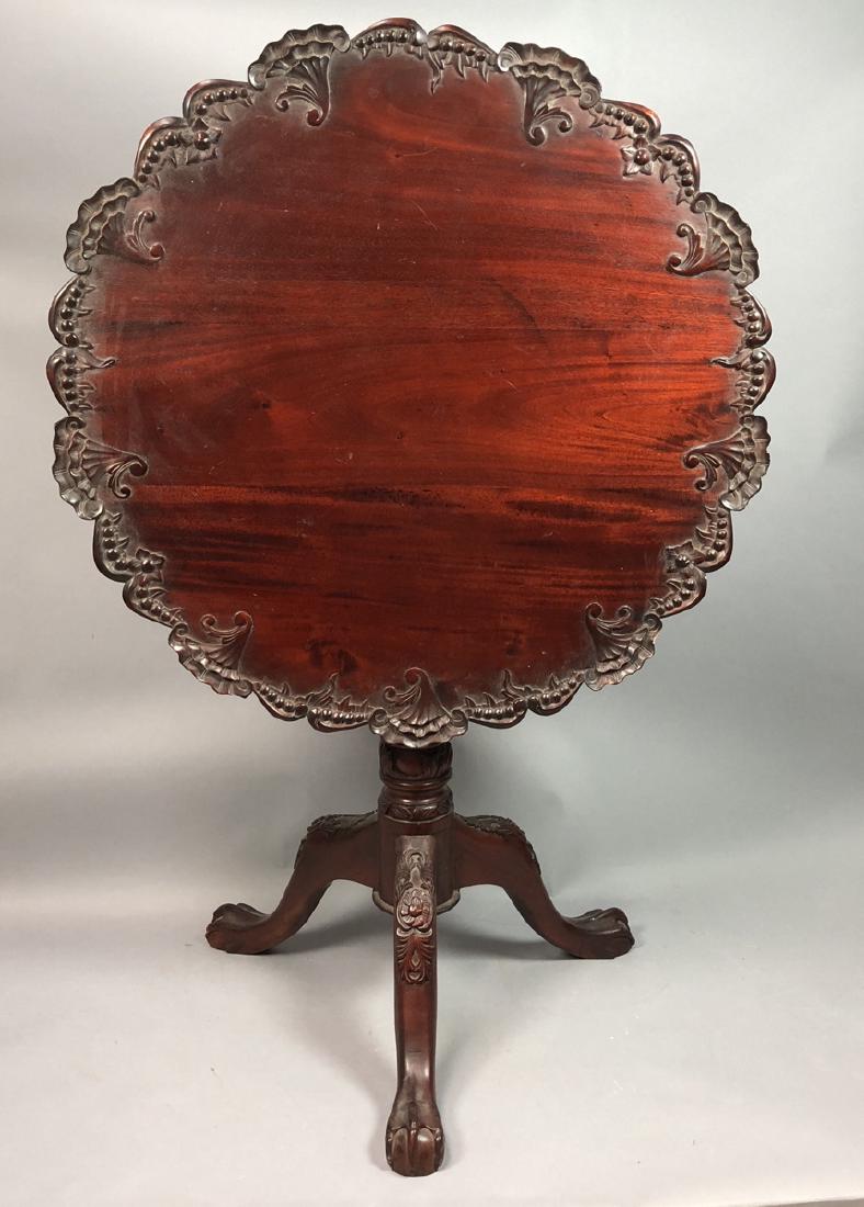 Mahogany Pie Crust Tilt Top Table. Fancy carved s (1 of 7)