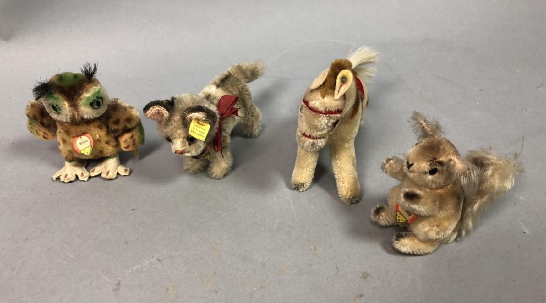 4pc STEIFF Antique Animal Wool Toys. 1)WITTIE Owl (1 of 10)