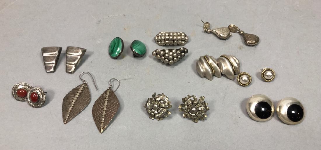 10 pr Silver & Sterling Vintage Earrings. Stones (1 of 10)