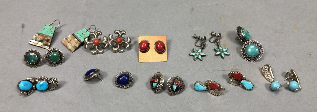 11 pr Sterling American Indian Native Style Earri (1 of 10)