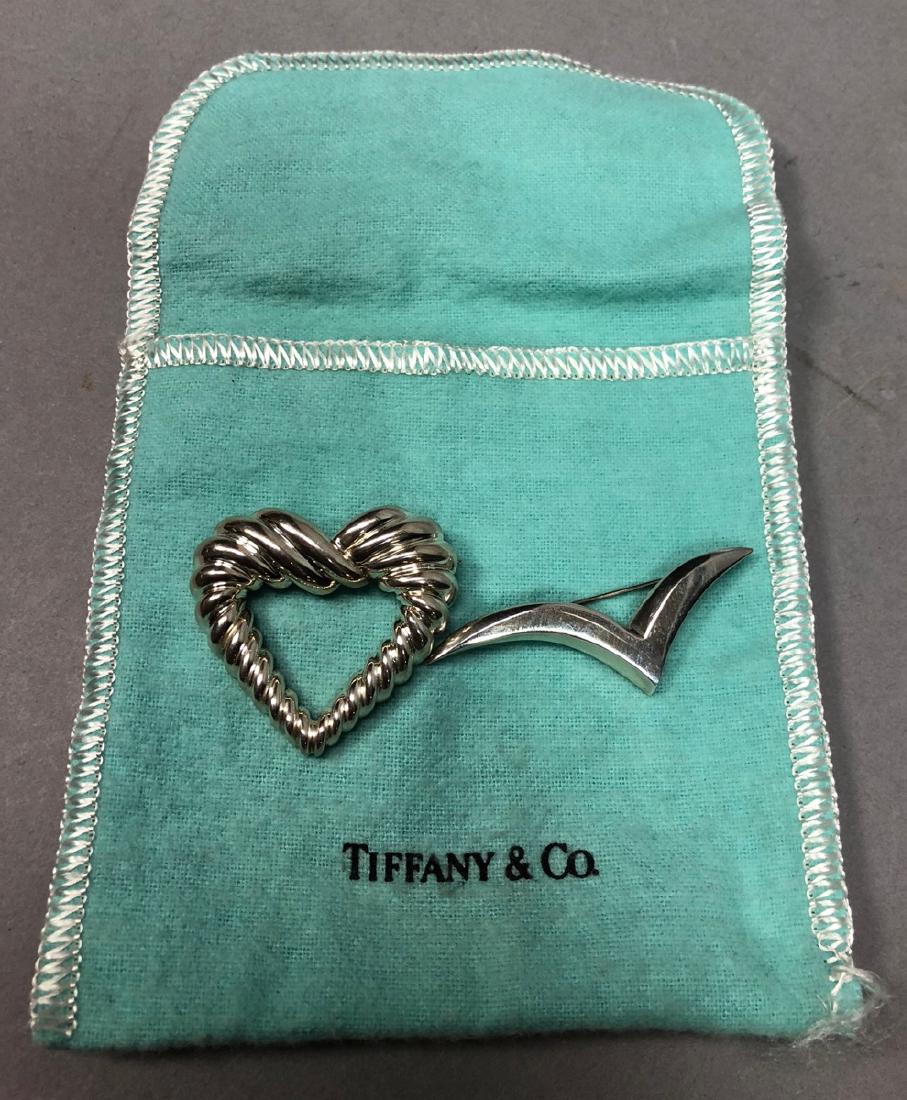 2 TIFFANY & CO Sterling Silver Pins. Textured Hea (1 of 5)