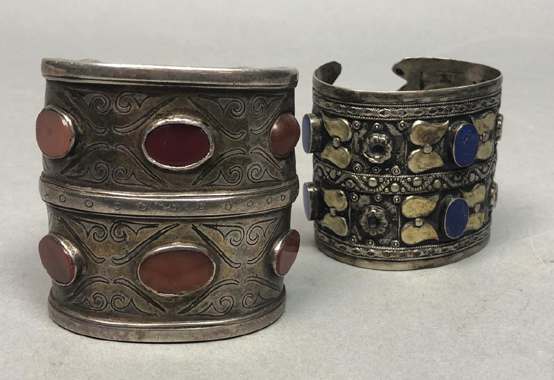 2 Vintage Tribal Turkoman Wide Cuff Bracelets. Si (1 of 10)