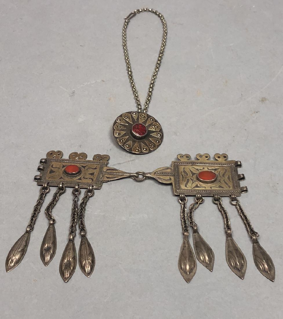 2 pc Tribal Turkoman Silver Metal Belt Buckle. Pe (1 of 10)