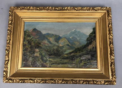 HANSON PUTHUFF Antique Landscape Painting. Lush l: HANSON PUTHUFF Antique Landscape Painting. Lush landscape with tall mountain background. Traditional oil on canvas. Signed. -- Dimensions: Image Size: H: 9.75 inches: W: 15.5 inches ---