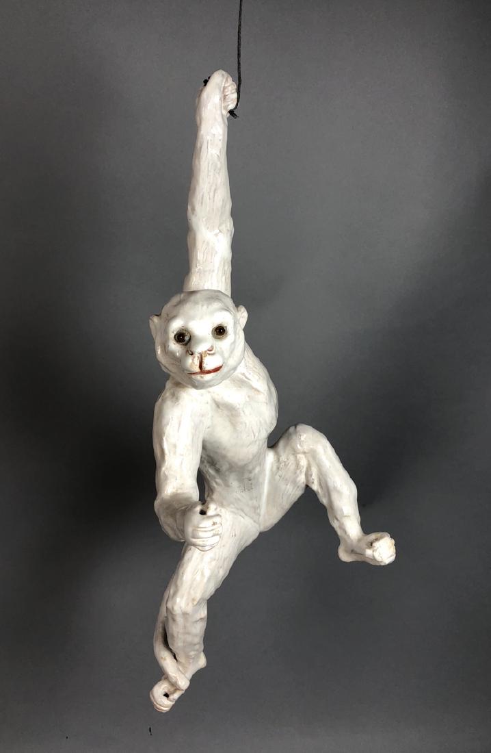 Glazed French Figural Monkey Sculpture. Glass Eye (1 of 6)