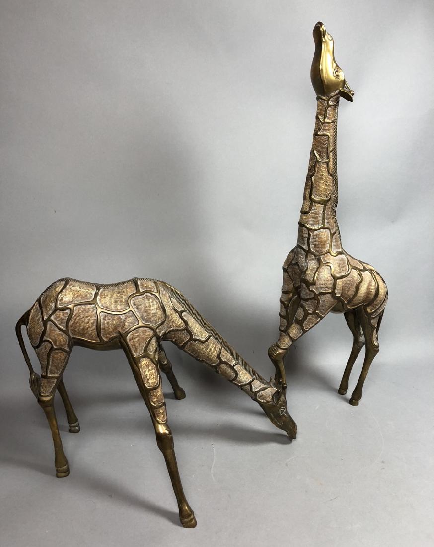 Pr Modernist Heavy Brass Figural Giraffes. Detail (1 of 8)
