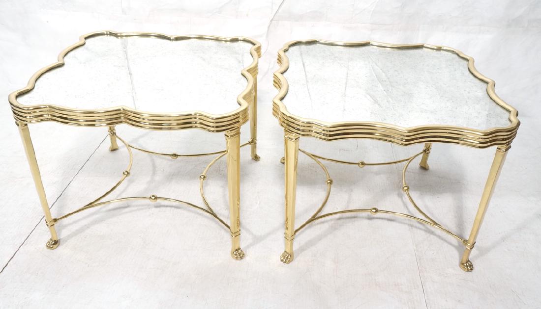 Pr Mirror Top Brass Decorator  End Tables. Ribbed (1 of 8)