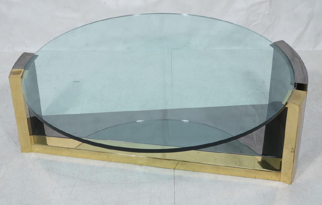 Modernist Round Glass 2 Tone Metal Cocktail Table (1 of 6)