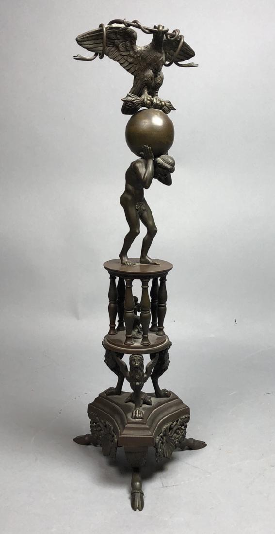 Vintage Bronze Figural Sculpture Atlas & Globe. E (1 of 10)
