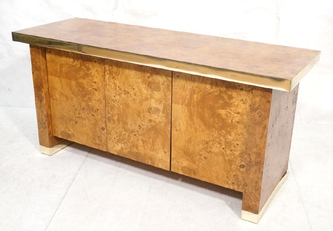 Modern Burl Wood Brass Trim Credenza Sideboard. B (1 of 8)