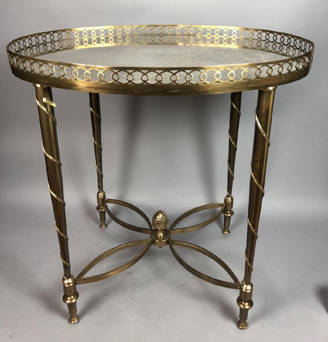 Oval Regency Inspired Brass Side Table. Oval mirr (1 of 8)