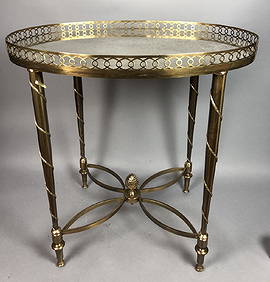 Oval Regency Inspired Brass Side Table. Oval mirr (1 of 8)