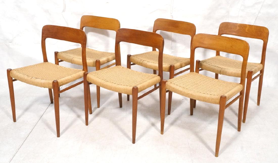6 Danish Modern MOLLER Teak Dining Chairs. Woven (1 of 10)