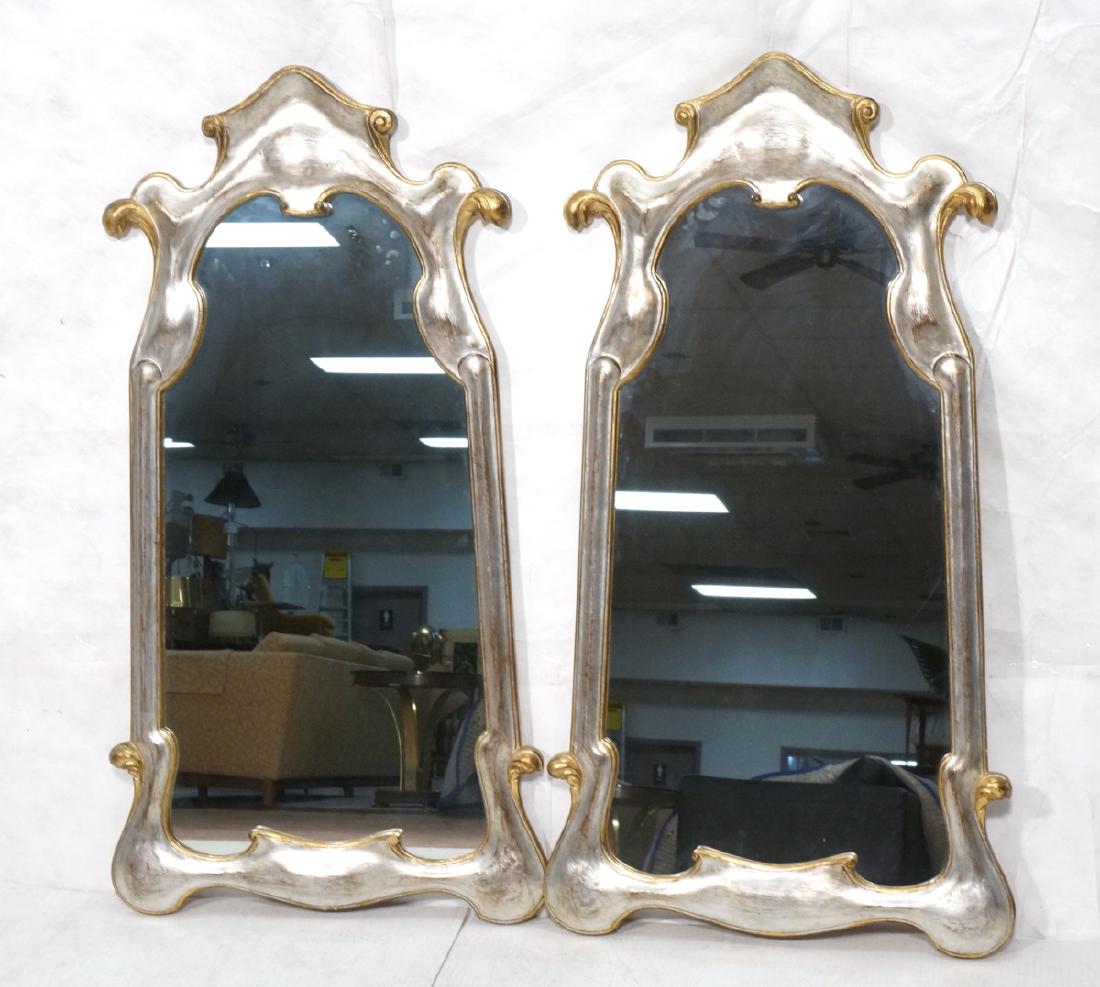 Pr Painted Art Nouveau Style Carved Wood Mirrors. (1 of 12)