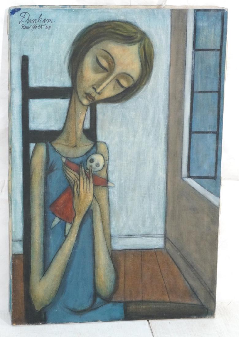 Signed DUNHAM Modernist Portrait Oil Painting. Se (1 of 6)