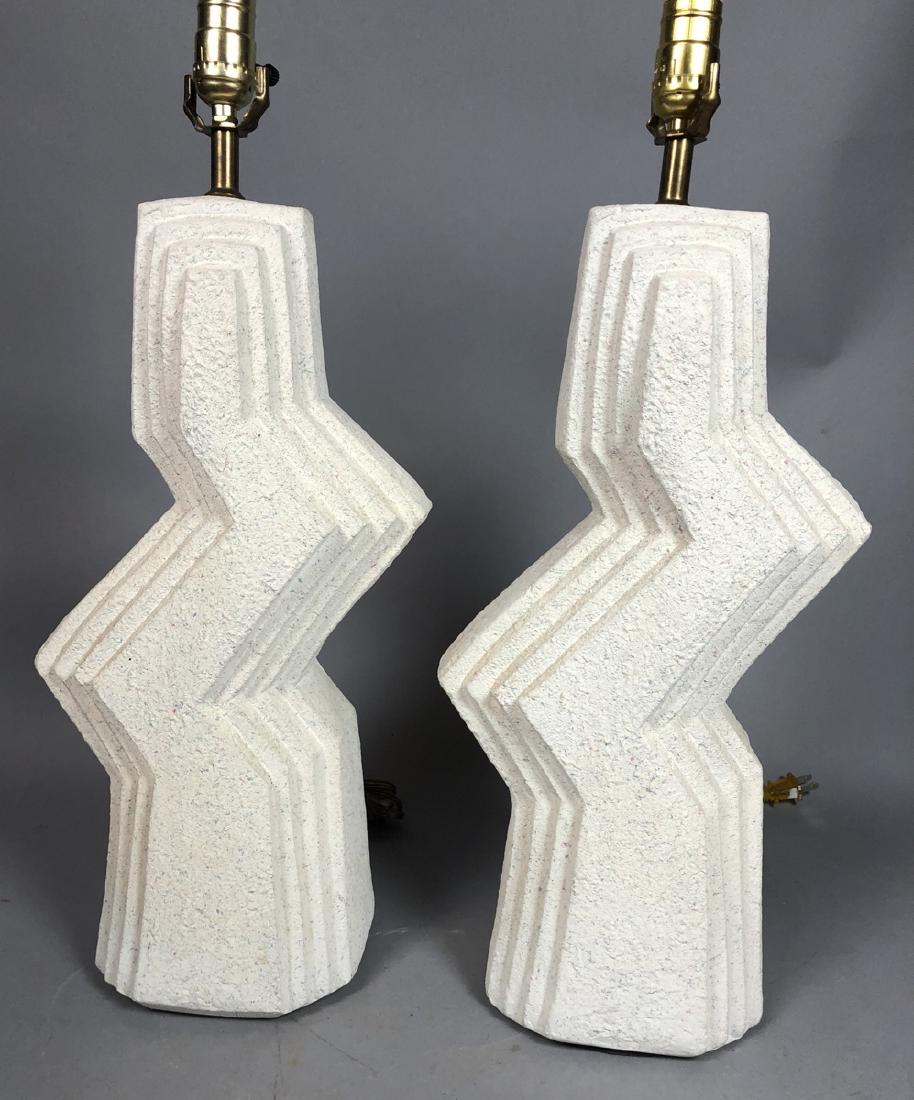 Pr Modern Textured Plaster Table Lamps. Stepped l (1 of 7)