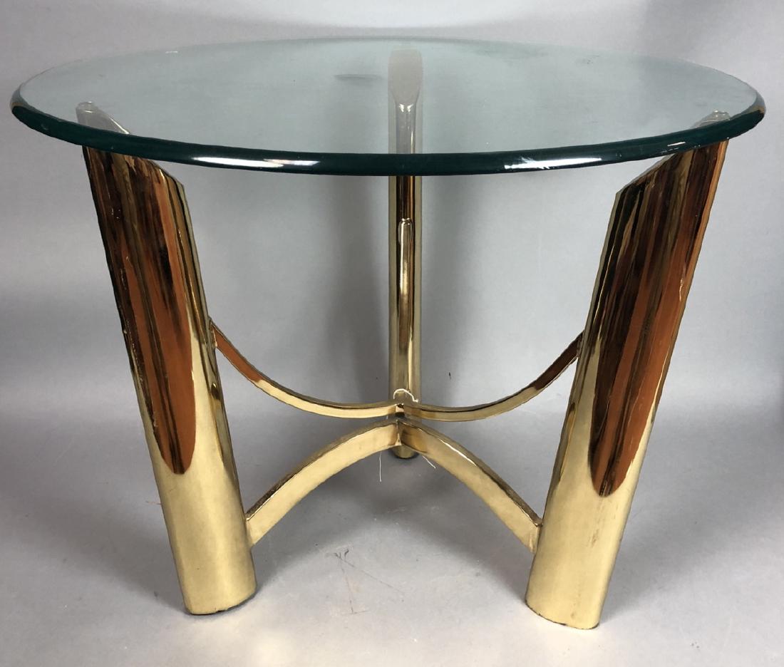 Tri Legged Modern Brass Glass Side Table. (1 of 8)