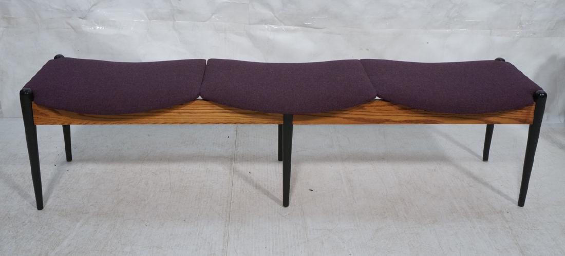 American Modern Purple 3 seater Bench. Oak skirt, (1 of 4)