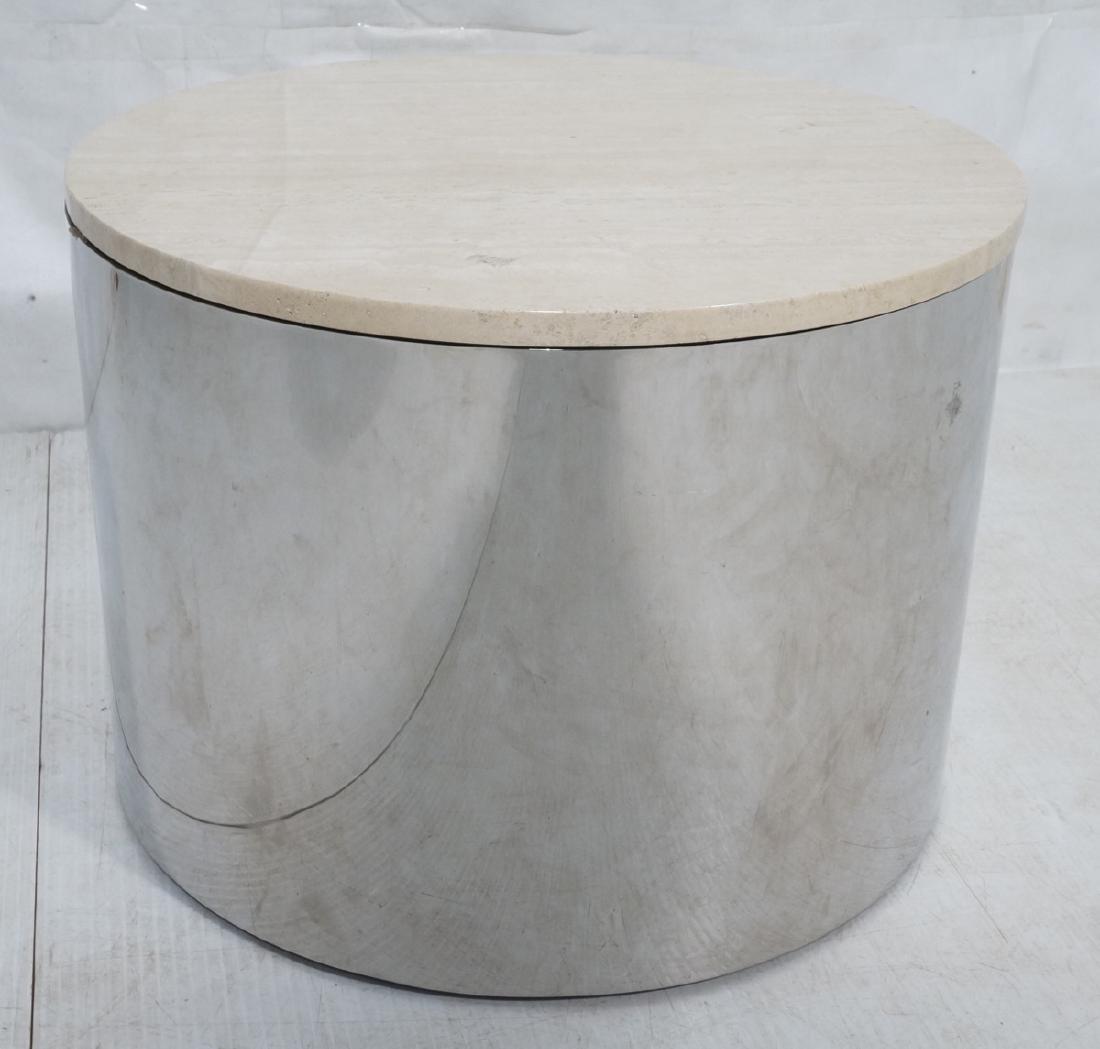 Milo Baughman style Chrome Drum Table with Traver (1 of 5)