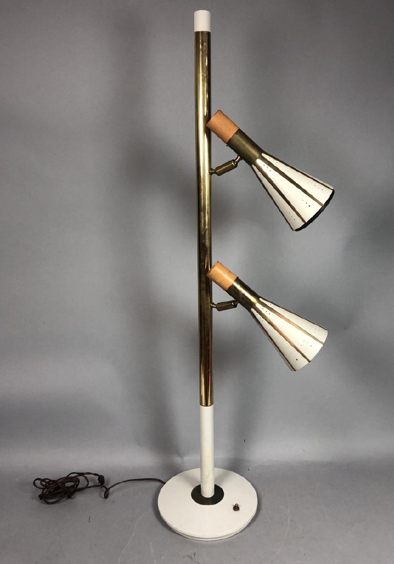 Mid Century Brass Column 2 Shade Table Lamp. Tall (1 of 8)