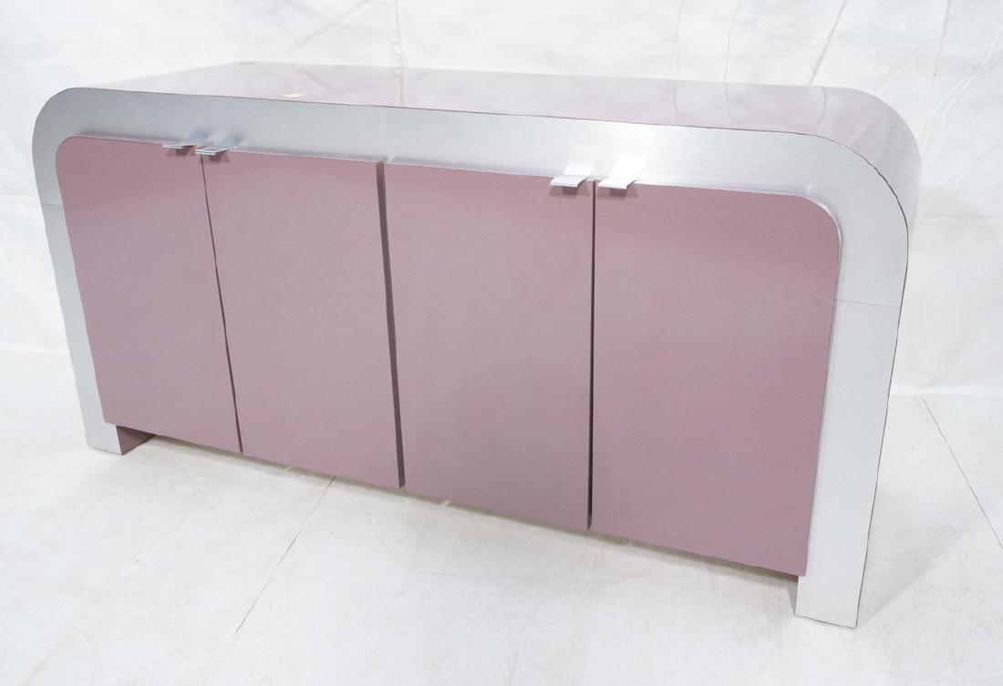 Lavender Laminate 70s Modern Credenza Sideboard.: Lavender Laminate 70s Modern Credenza Sideboard. Aluminum Trim.-- Dimensions: H: 29.5 inches: W: 61 inches: D: 18.75 inches ---