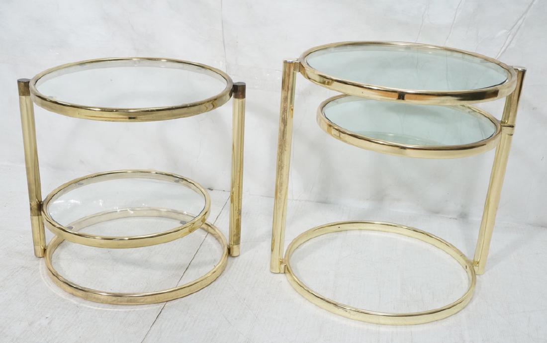 2 Decorator Brass Side Tables. Brass tube legs su (1 of 7)