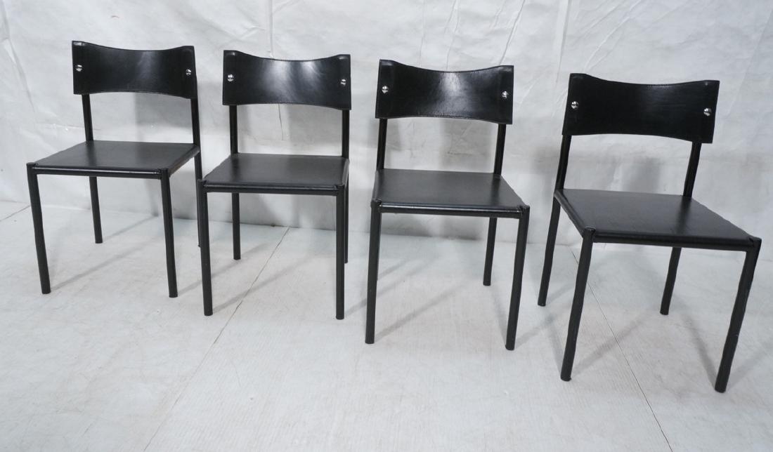 4 Black Leather Dining Chairs. Black leather seat (1 of 8)
