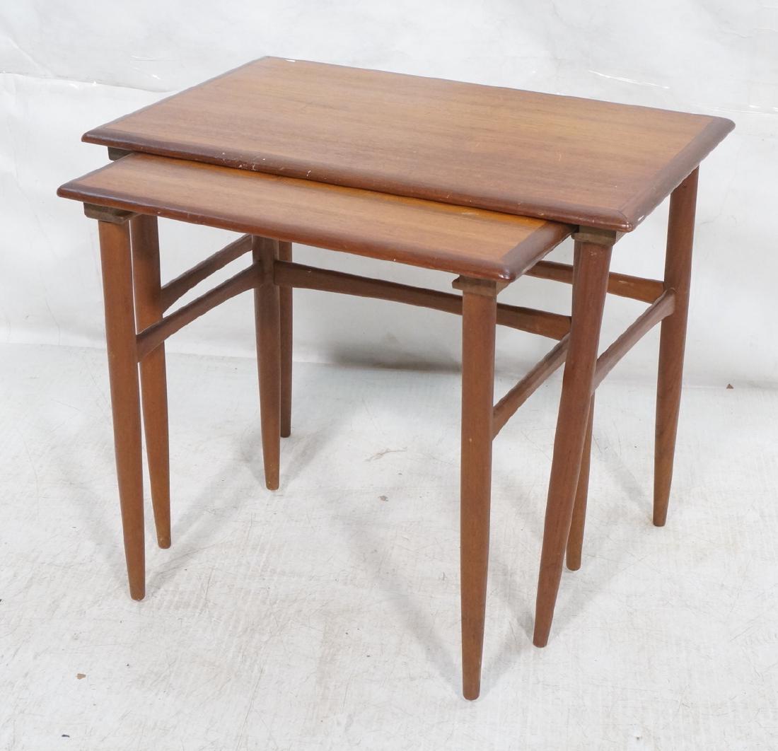 2pc American Modern Walnut Nesting Tables. Banded (1 of 7)