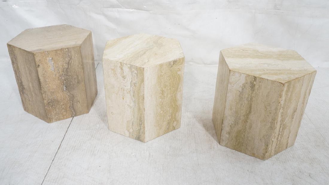 Set 3 Travertine Marble Hexagonal Tables Stands. (1 of 8)
